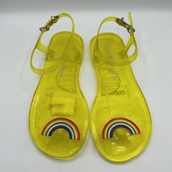 Katy Perry Yellow Rainbow Glitter Jelly Sandals Size 6 New without tags! - Picture 2 of 6